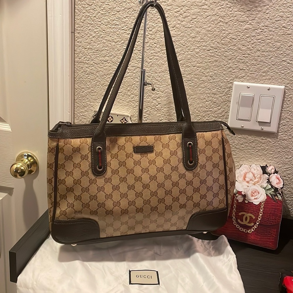 Authentic Gucci Shoulder Bag- Coated Canvas Monogram- Cherry Line